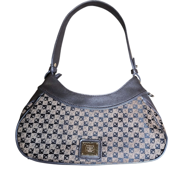 Y2K Liz Claiborne Monogram Shoulder Bag Brown Crescent Purse Retro Fairycore 00s - Picture 2 of 12